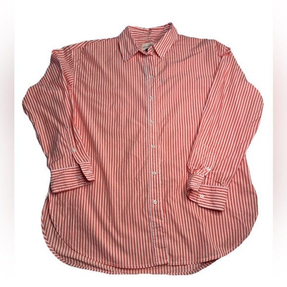 New Universal Thread Button Down Stripes Pocket Long Sleeve Women's Top Size M - Picture 1 of 7